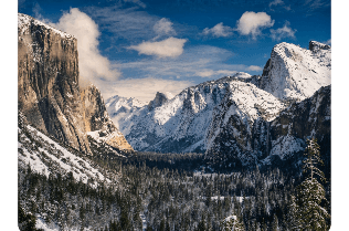 Snow-covered Yosemite valley